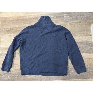 Polo Ralph Lauren Mens Sz XXL 2XL Heathered Blue Shawl Neck Sweater